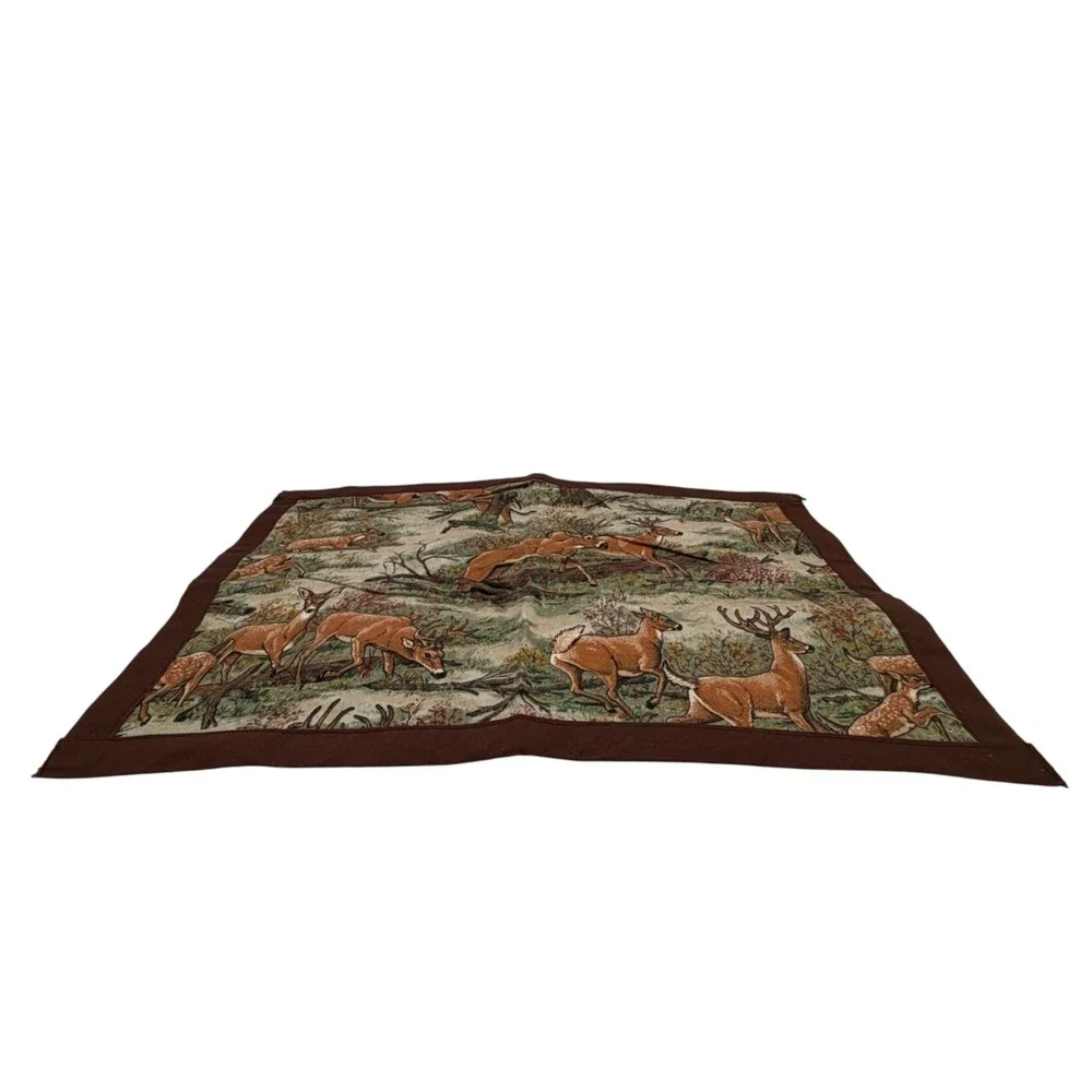 Handmade Deer Stag Table‎ Linens Lot (4) 2 Runners + 2 Placemats Rustic Lodge